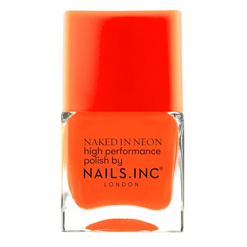 Nails Inc - Pintauñas WALKER'S COURT Neon - Naranja Neón Brillante - Fórmula de larga duración y acabado brillante - Cruelty Free y fácil de aplicar - Manicura perfecta, estética de uñas a la moda