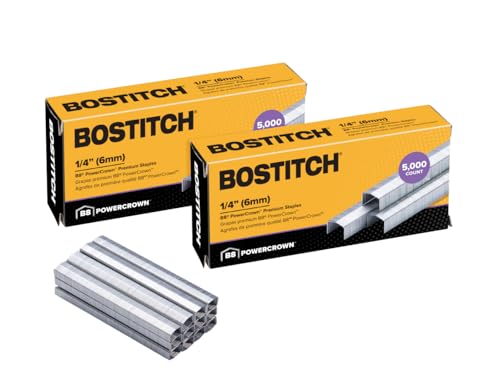 Grapas de oficina Bostitch B8 PowerCrown plateadas para archivar documentos y organizar folios