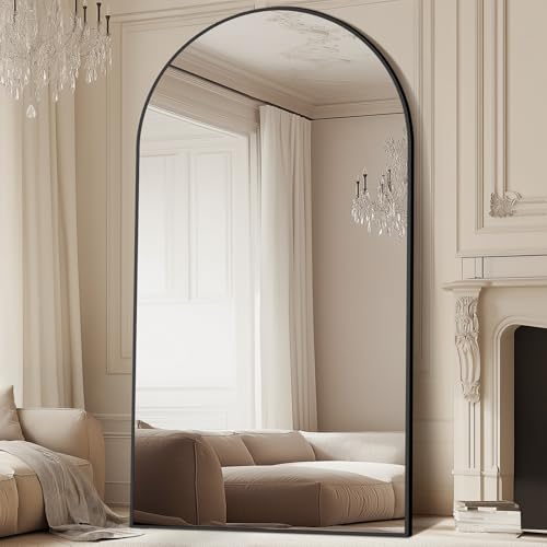 MELOMOIR 82x44 Oversized Floor Mirror Freestanding Arched Full Length Mirror for Bedroom Living Room Dressing Room Gym Yoga Hair Salon Black Mirror Full Length with Shatterproof Tempered Glass