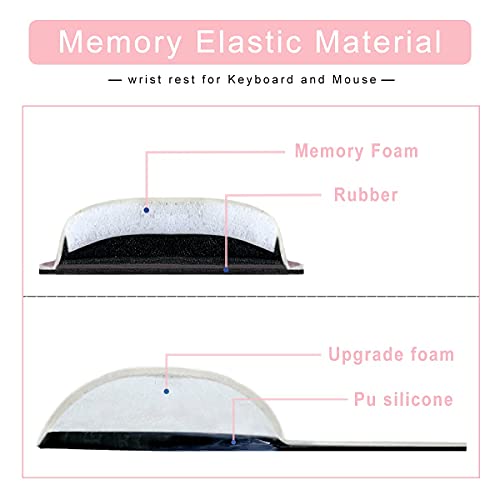 Memory Foam Set Wrist Rest Pad & Mouse Wrist Rest Support,Ergonomic Design for Office,Home,Laptop,Desktop Computer,Gaming Keyboard - Pink - Thumbnail 3