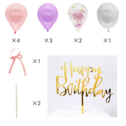 Balloons Cake Toppers, 14Pcs Party Balloons And Happy Birthday Cards/Confetti Balloon Birthday Cake Supplies Decorations Set(Purple) #TOP1