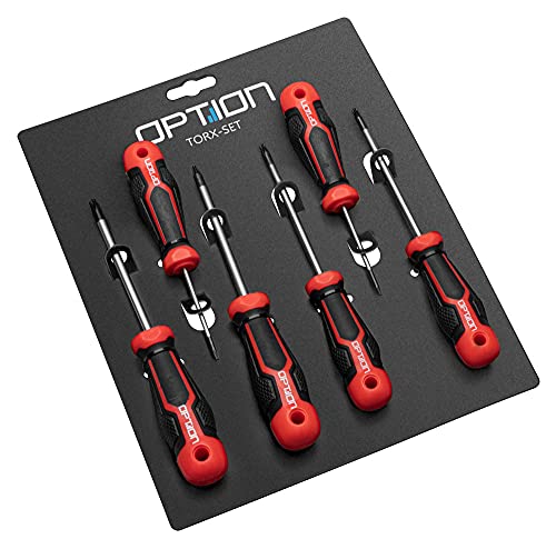 OPTION Torx Schraubendrehersatz 4 teilig - Größe T15 T20 T25 T30 - Torx Schraubendreher Set - KFZ Werkstatt Schraubendreher Schraubenzieher