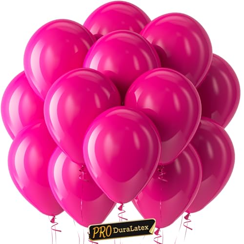 Image of Bezente Pro Duralatex Hot Pink Extra-Thick Balloons 100 Pack 12 inch | Pink Balloons for Long-Lasting Professional Party Decorations, Large Birthday Wedding Valentine's Day Girl's Party