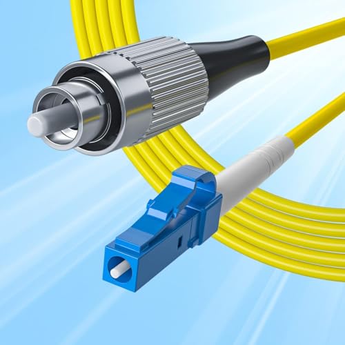 Image of Madhabi 3M SC to FC Singlemode Fiber Optic Patch Cord - Simplex 9 /125m Jumper Cable with Yellow Jacket, High-Speed Data Transmission and Internet Connectivity for Network, Router and Telecom Devices