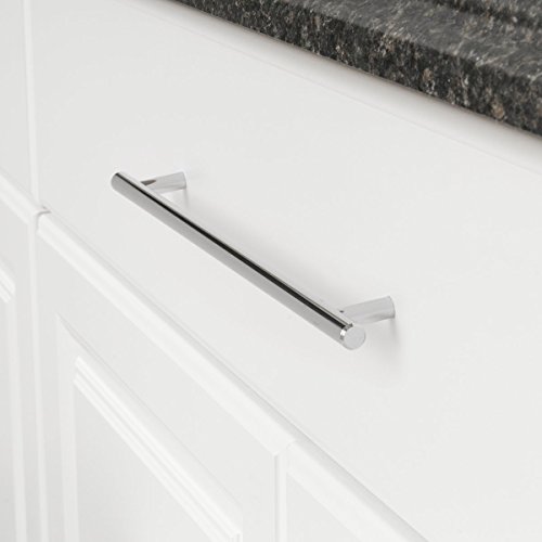 Amazon Basics Euro Bar Cabinet Handle (1/2-Inch Diameter), 15-Inch Length (12.63-Inch Hole Center), Polished Chrome, 10-Pack #TOP6