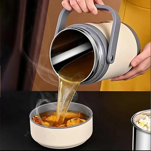 Image of USB Electric Heated Lunch Box - 2L Stainless Steel Food Warmer with Constant Temperature Heating, Leakproof Thermal Jar for Office, School & Travel