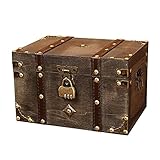 GYMEIJYG Maleta Vintage, Maleta Vintage Hecha A Mano Cofre del Tesoro De Madera con Candado Maletas Decorativas De Gran Capacidad (Color : Gris, Tamaño : 22x15x13.5cm)