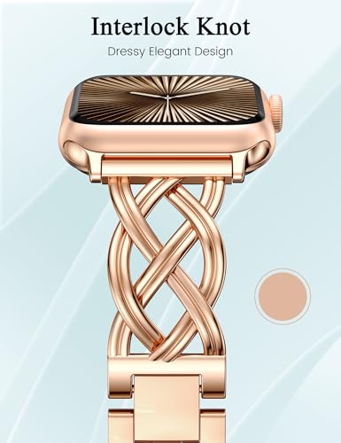 Image of TOYOUTHS Dressy Bracelet Compatible with Apple Watch Bands 38 /40 /41 /42 /44 /45 /46 /49mm Women, Celtic Stainless Steel Metal Fancy Nice Pretty Strap for iWatch Series 11 10 9 8 7 6 5 4 Ultra /SE 3 2 1