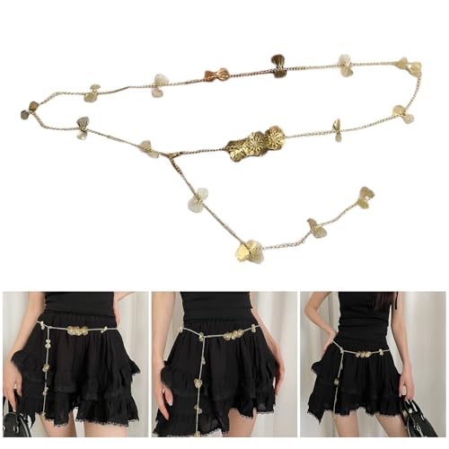 Chinese Styles Flower Waist Chain Lustrous Belly Chain Belt for Female Fashion Dress Waist Chain Women Formal Chain Belt2