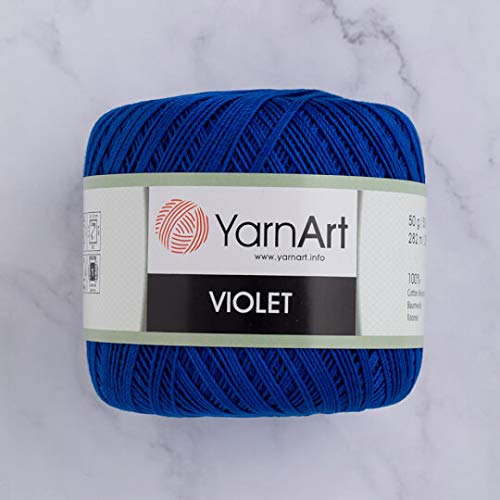 1 Skein Yarnart Violet,100% Mercerized Cotton Yarn Threads Crochet Lace Hand Knitting Yarn Embroidery Arts Crafts (Saks Blue 4915) #TOP24