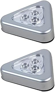 Abacus Range Battery Powered Portable LED Touch Push Night Lights for Indoor Use | Wireless LED Under Cabinet Stick Touch Lamp | 3X AAA Battery Operated Stick Tap Touch Lights, Silver (2 Pack)