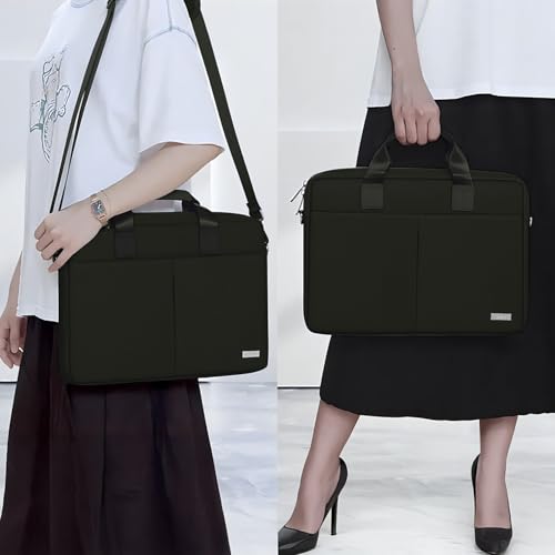 Image of GRIPP Hugo Laptop Sleeve Bag for Laptop /MacBook up to 14 Inch, Detachable Shoulder Strap, Carry Handle, Trolley Sleeve, Tablet Compartment, Multiple Organisers, Office and Travel Bag - Olive Green