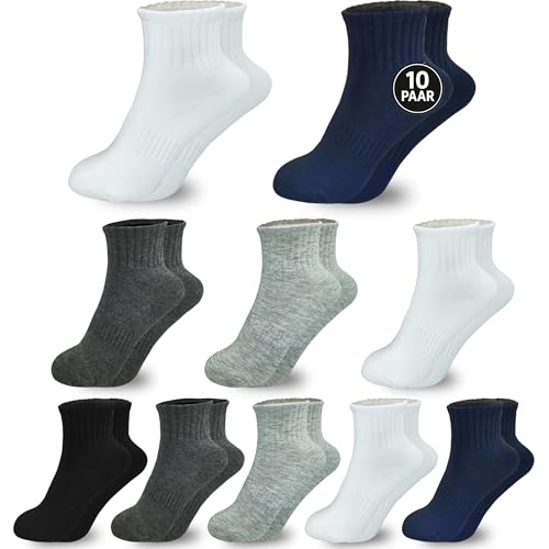 EEWEN 10 paia di calzini per bambini, sportivi, per sneaker, calcio, ragazzi e ragazze, cotone, 10 Paia Multicolore 3, 27-30