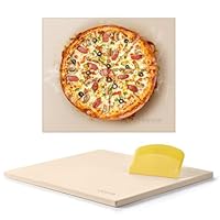 VEVOR Pizzastein Backstein 406 x 355 mm, rechteckiger Cordierit-Pizzastein, große Steinplatte mit Schaber, 1,5 cm dick, hitzebeständig, geeignet für Küchenofen Brotbacken Pizzabacken Grillen