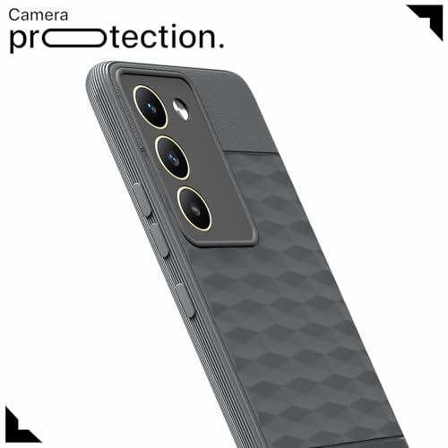 Image of Pikkme Back Cover for Vivo T3 5G / Vivo Y200e 5G Camera Protection 3D Hexa Cube Design Silicone Protective Bumper Case (Grey)