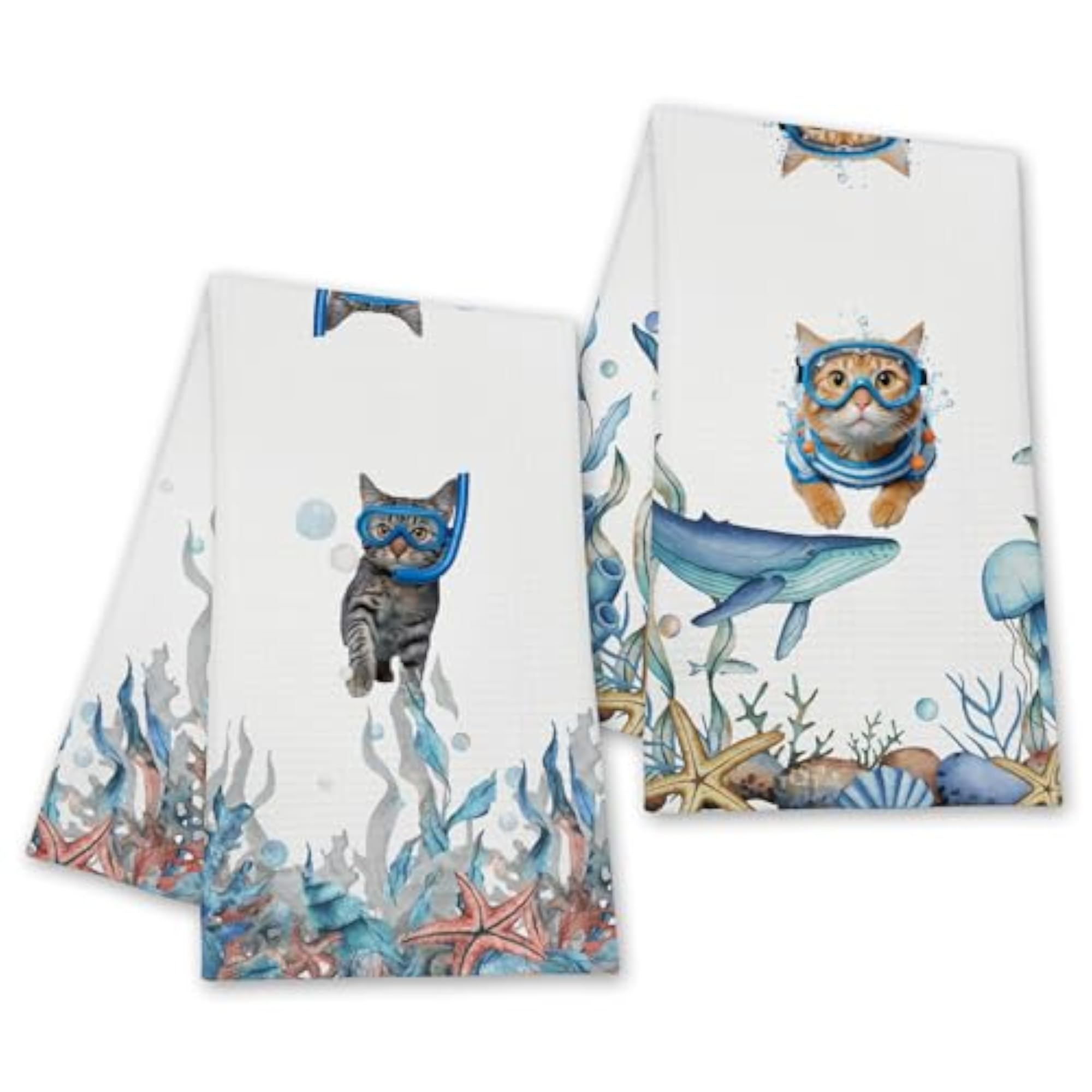 Funny Orange Cats Kitchen Towels, Gift for Cat Lovers
