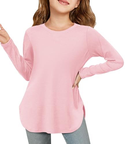 Image of Haloumoning Girls Long Sleeve T Shirts Kids Crewneck Tops 5-14 Years