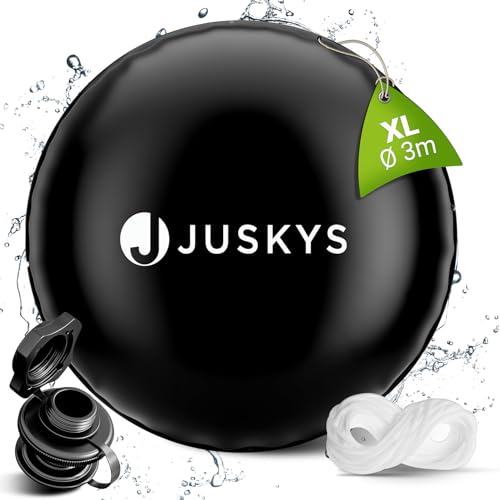 Juskys Poolabdeckung rund 3 m aufblasbares Winter Poolkissen Abdeckplane & Winterabdeckung für Pool & Whirlpool