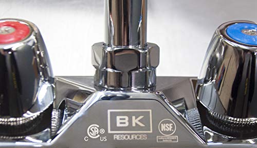 BK Resources BKHS-W-1410-SS-P-G Wall Mounted Stainless Steel Hand Sink with Faucet and Side Splashes, 14" Wide x 10" Front-to-Back Bowl - Thumbnail 5
