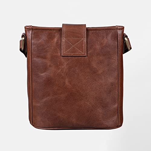 Leabags Leather Crossbody Bag - Vintage Genuine Buffalo Leather Handbag - Shoulder Messenger Bag For Men Women Retro Briefcase Large Athens Crazy Vinkat #TOP1