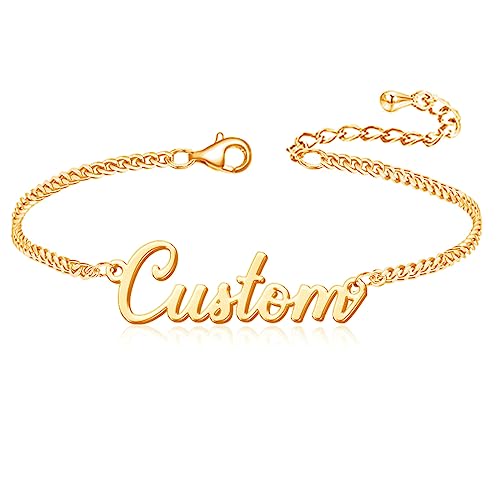 Yofair Ankle Bracelets for Women 18K Gold Plated Custom Gold Name Anklet Personalized Dainty Anklet Bracelet Summer Beach Jewelry for Women