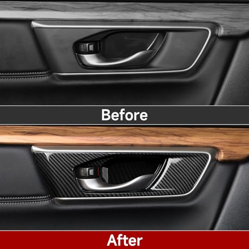 Image of Car Inner Door Handle Bowl Decals for Honda CR-V 2017-2022 Accessories CRV ABS Carbon Fiber Stickers (Without Any Buttons or Holes)