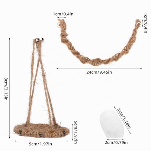 3pcs Ensemble de Accessoires pour Terrarium Araignée Sauteuse, Balançoire en Corde Coton Balançoire Plateforme et Nid avec Aimants pour Décoration Terrarium Araignée Sauteuse Taille Moyenne – vue 2