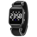 Timever Reloj Digital para Niños con Podómetro y 2 Alarmas — Reloj Deportivo para Niñas y Niños con Cronómetro, Luz y Fecha, Sin Móvil ni App, Correa de Nylon y Velcro