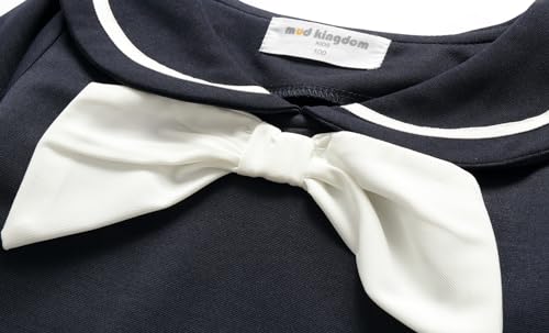 Mud Kingdom Girls Nautical Dress Sailor Collar Pleated Hem Long Sleeve 2-8 Years3