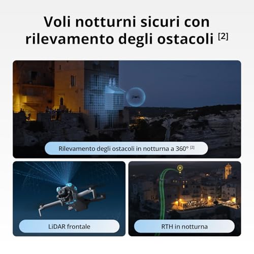 DJI Mini 5 Pro, certificato C0, drone ultraleggero e pieghevole con fotocamera, CMOS da 1 pollice, rilevamento omnidirezionale degli ostacoli, ActiveTrack 360°, drone 4K per principianti - Immagine 3