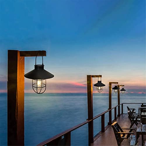 Aprjv Solar Lantern Outdoor Hanging Solar Lamp, Waterproof Metal Solar Lights With Clear Glass ,Led Edison Bulbs For Yard Patio Proch Decor (Black) #TOP5