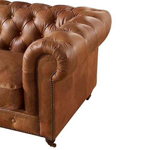 Image of A to Z Furniture Classic 3+2=5 Seater Sofa Set Luxury Chesterfield Leatherette Sofa in for Home Living Room & Office (Brwon) - 3, Brown
