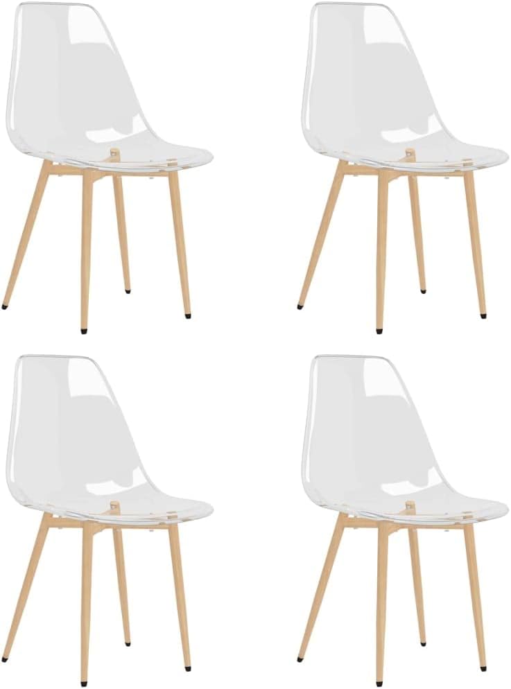 vidaXL 4x Dining Chairs Home Dining Room Kitchen Office Living Room Furniture Accessories Modern Design Dinner Chair Seating Seat Transparent PET