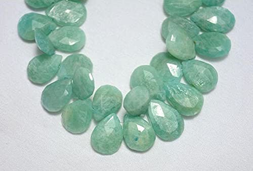 Perles amazonite facettées en poire 9x13-9x15mm demi-rang de 4 pouces pour création bijoux