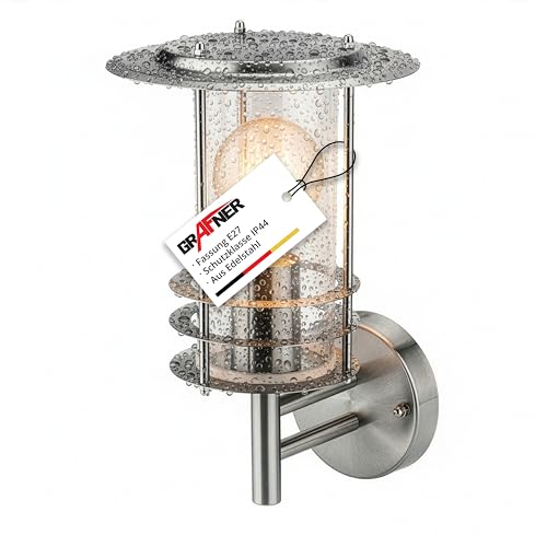 Grafner Edelstahl Wandlampe E27 IP44 Wand Außenleuchte, für außen und innen Wandleuchte Lampe Außen Hoflampe