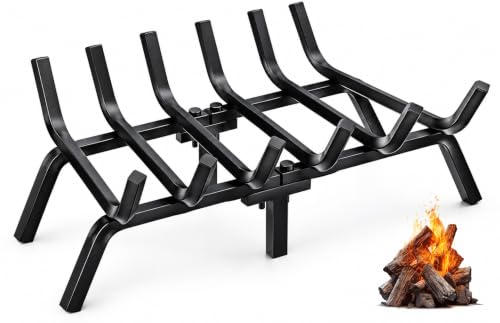 FEED GARDEN 24 Inch Fireplace Grate, 1/2" Solid Steel Log Holder