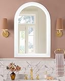 White Wood Framed Arched Bathroom Mirror 24x36 Inch, Arch Wall Mirror for Bathroom,Living Room, Bedroom or Entryway