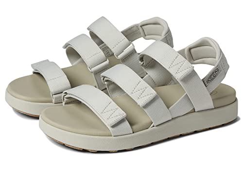 KEEN KEEN Women's Elle Strappy Casual Stretch Platform Open Toe Sandals, Silver Birch/Plaza Taupe, 9 M (Medium) US