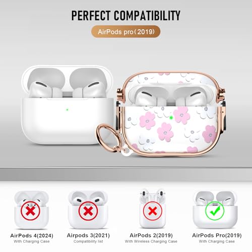 Maxjoy for Cute Airpods Pro 2 case with Safety Lock,Compatible Airpods Pro Case 2nd/1st Gen,for Pink and White Flowers AirPods Case Coverfor Women Girly with Keychain-Transparent by Maxjoy - Image 7