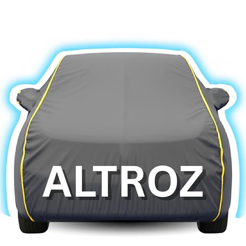 Image of Kayme Premium Grey Altroz Car Cover Waterproof for (All Models & Variants - Petrol, Diesel, CNG & EV) |Speacially Custom Fit with Mirror Pockets |All-Weather Protection - Outdoor Car Body Cover