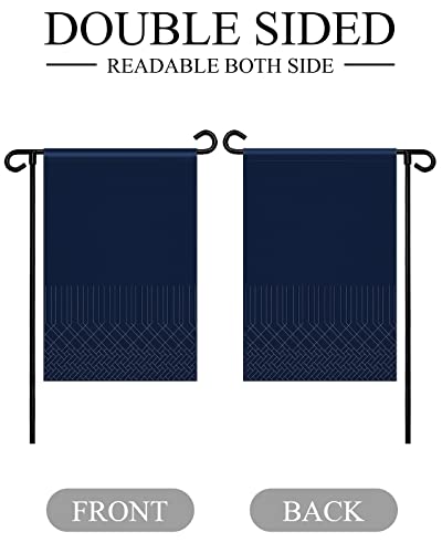 Navy Blue White Geometric Garden Flags, Double Sided Burlap Garden Flag, Modern Herringbone Abstract Art Welcome Banner Flag Seasonal Vertical Yard Flag For Patio/Lawn Outdoor Decorations 12"X18" #TOP6