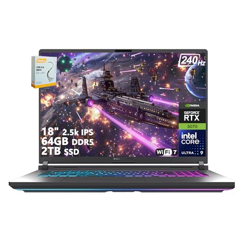 Image of ASUS ROG Strix G18 G815 Gaming AI Laptop | 18 inch 2.5k IPS 240Hz (100% DCI-P3, 500nits) | Intel Core Ultra 9 275HX | 64GB DDR5 2TB SSD | GeForce RTX 5070 | RGB Backlit Wi-Fi 7 Win11 w /DLCA Accessory