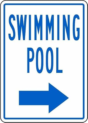 Swimming Pool Right Arrow for Cafe Home Living Room Bedroom Kitchen Garden Garage Cafe Bar Pub Tin Sign 8x12 Inch