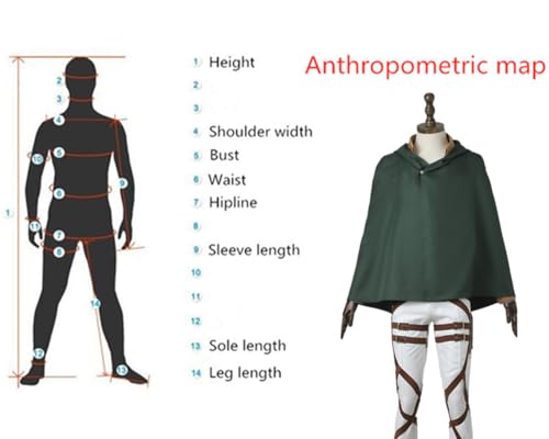 Disfraz de Eren Yeager para hombre talla L con capa verde y cinturones 2