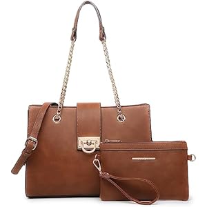 Dasein Leather Handbag Tote Hobo Bag for Women Shoulder Purse Top Handle Satchel Bag with Matching Clutch