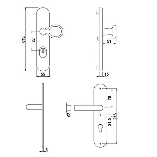 Schutzbeschlag *ES1/WK2/RC2* für WOHNUNGSTÜREN | V2a Edelstahl matt | Kernziehschutz (ohne Profilzylinder)