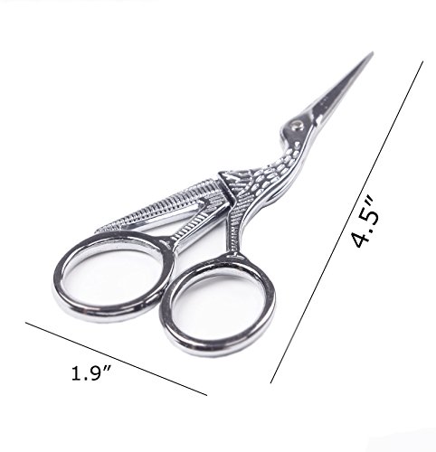 Bihrtc 4.5" Silver Stainless Steel Sharp Tip Classic Stork Scissors Crane Design Sewing Scissors Diy Tools Shear For Crafting,Embroidery,Needle Work, Art Work & Everyday Use #TOP5