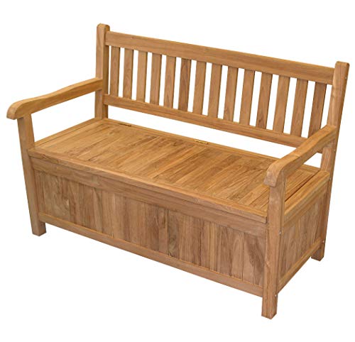 Preisvergleich Produktbild KMH®, Teak Truhenbank aus massivem Teakholz (#102173)