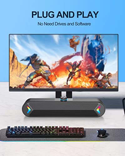 Lenrue Computer Speakers,Wired Usb-Powered Pc Speakers With 10W Stereo Sound,Sound-Bar Speakers For Pc Desktop Computer #TOP2
