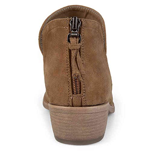 YDN Women's Mid Heels Ankle Bootie Almond Toe Block Low Heel Pumps Classic V Cut Back Zipper Shoes Size 4-15 US3